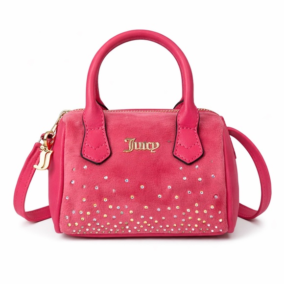 Juicy Couture Handbags - Juicy Couture Mini Pink Velvet Rhinestone Crossbody Bag Y2K Style